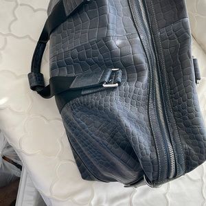 Classy Grey Large Leather Duffle Bag Travel Work out Gym Sports